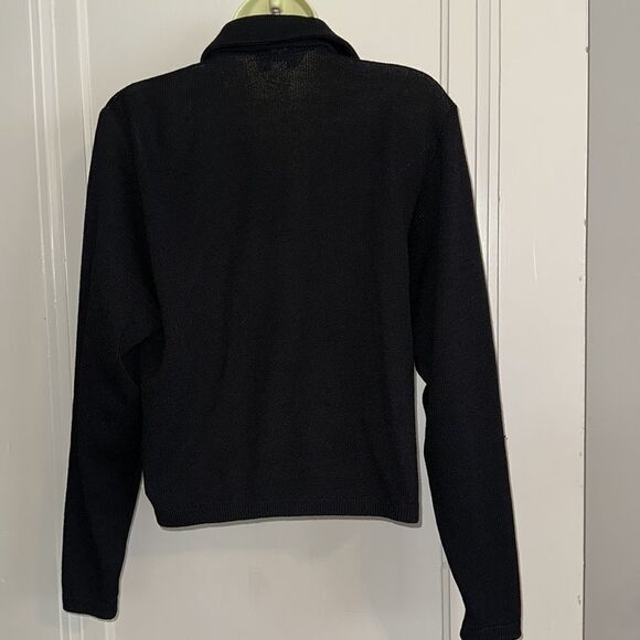 St. John by Marie Gray black knit double breasted cropped jacket - Picture 7 of 12